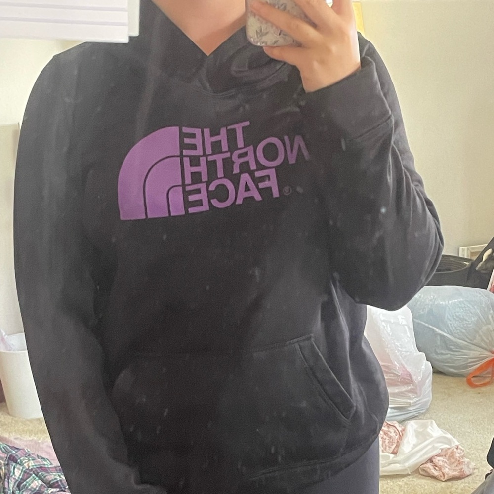 Black and purple, North face hoodie, size medium